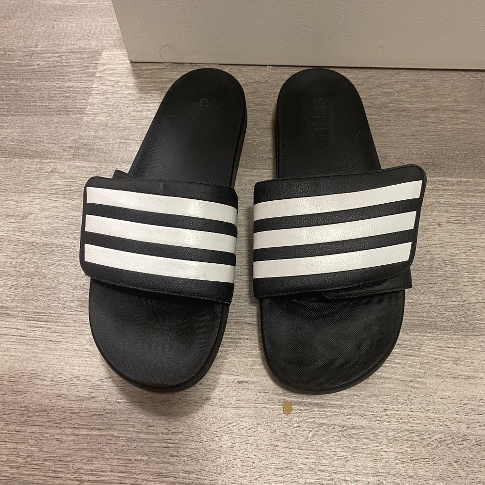 Adidas Size  12 Men’s Black Slip Ons.